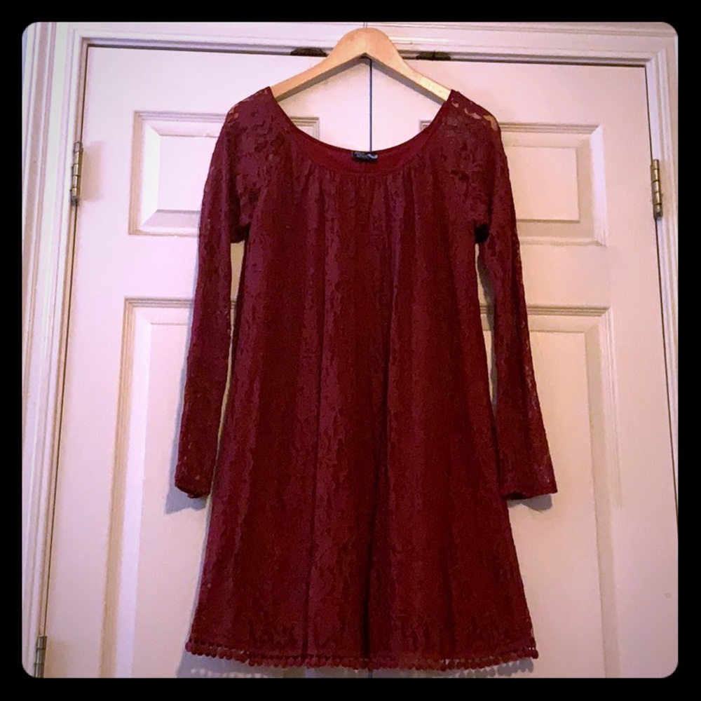 Blue Wren lace dress burgundy